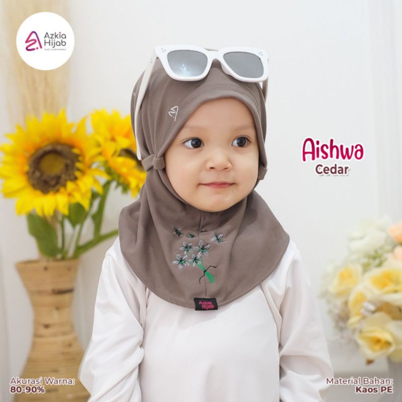 Aishwa || size SS (size 1) jilbab anak / bayi || usia 0 bulan - 6 bulan new azkia hijab-Cedar