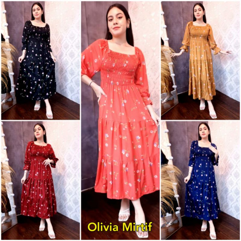 Daster bali olifia mirtif,Dress serut,Daster lengan panjang,Gamis bali,Daster serut
