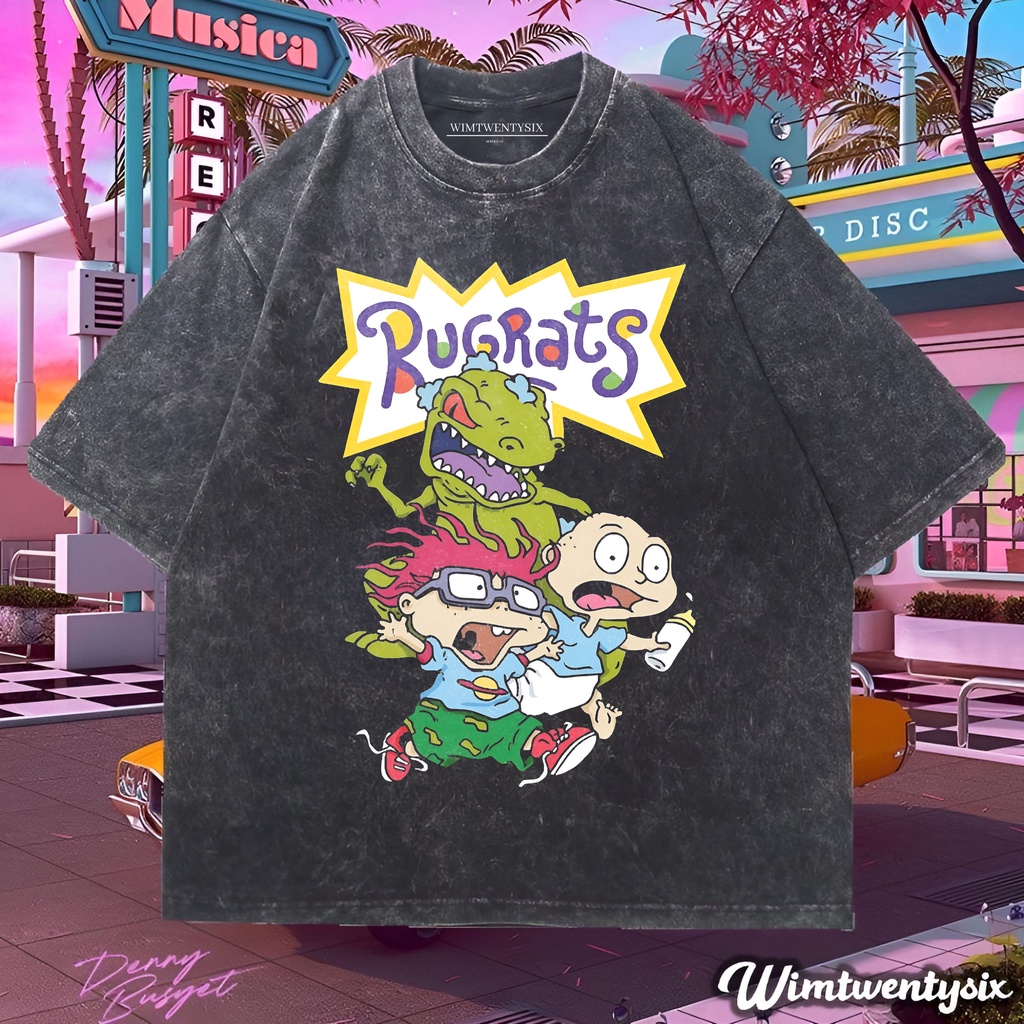 KAOS RUGRATS 90 S CARTOON WASHING VINTAGE TEE (OVERSIZE WASHED T-SHIRT)