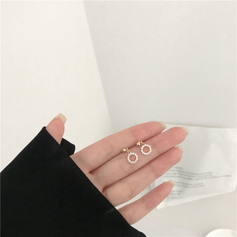 S925 Korean Exquisite Hollow Geometric Earrings Sweet Zircon Earring Sexy Girl Jewelry