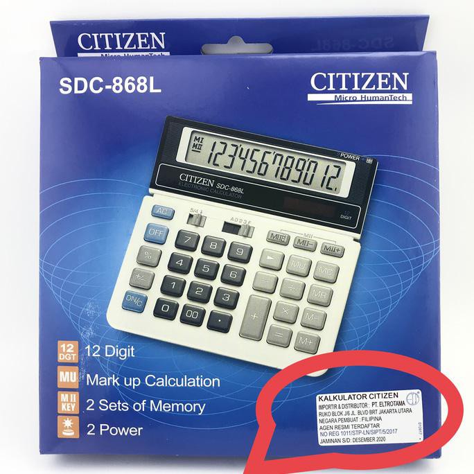 

Calculator Citizen SDC-868L (Original)