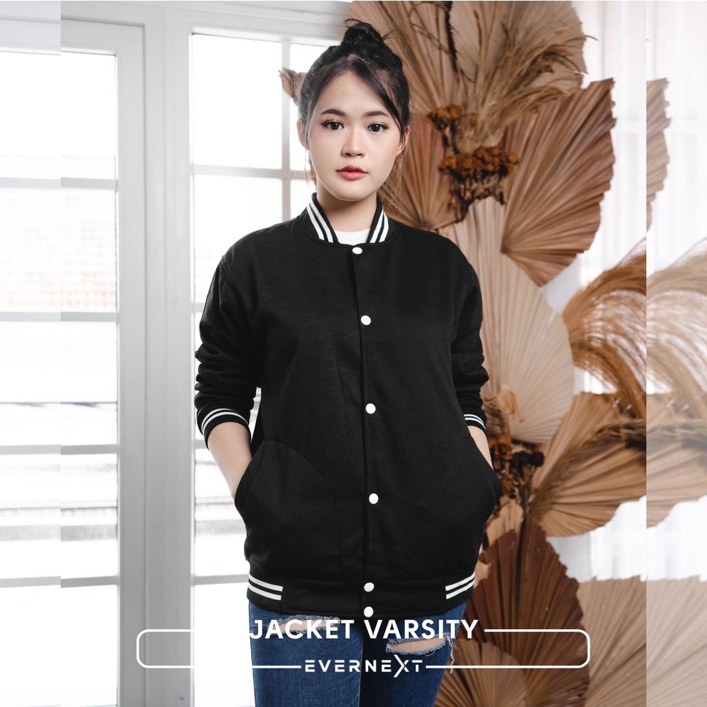 Jaket VARSITY Wanita Baseball Fleece Casual Cewek Vintage