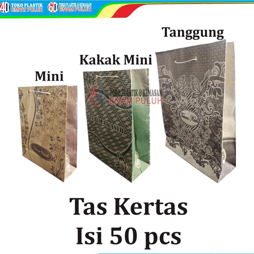 

Tas Kertas Kakak TANGGUNG isi 50 tenteng tanggung wadah snack batik paper bag syukuran hajatan medium