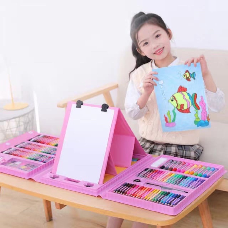 Alat Lukis Set Super Mega Art 208 PCS Crayon Oil Paste Pensil Warna Pensil Warna Cair Anak Mewarnai