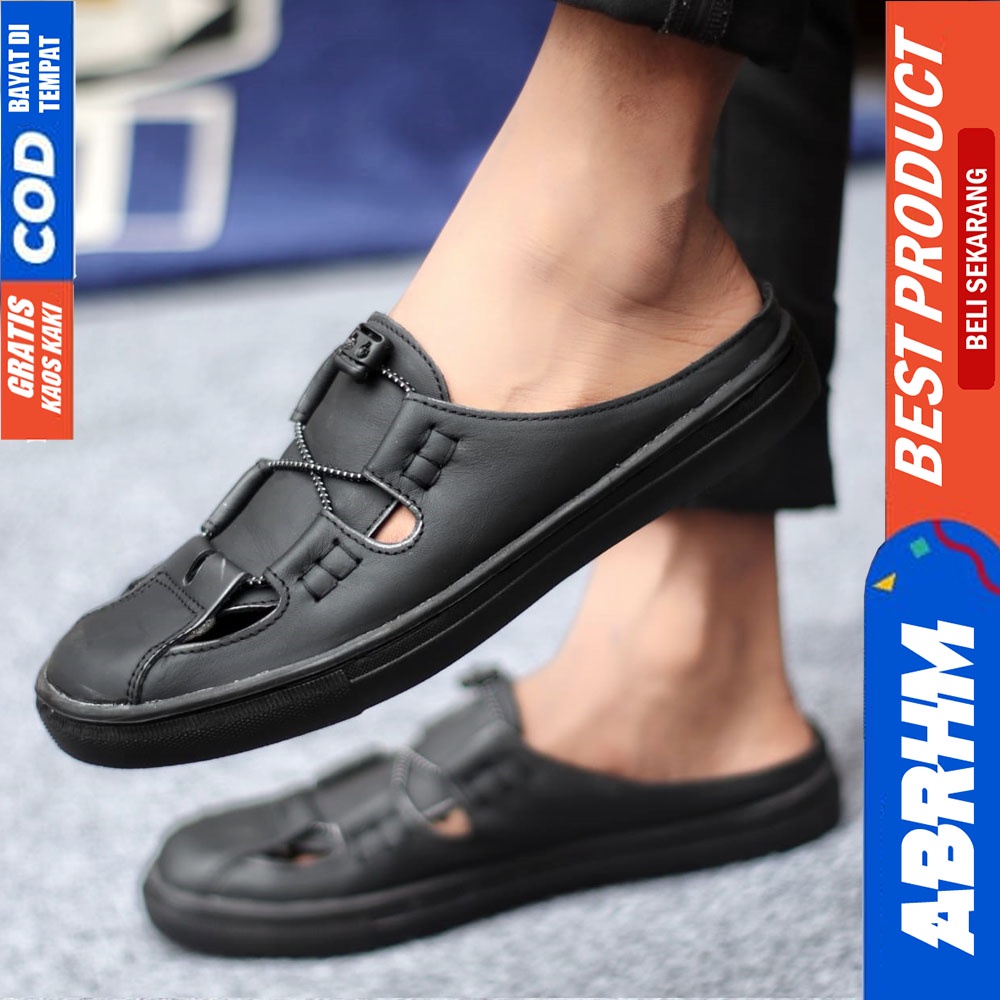 ABRHM FIXXI Sepatu Sandal Casual Sneakers Kulit Bustong Tutong Pria