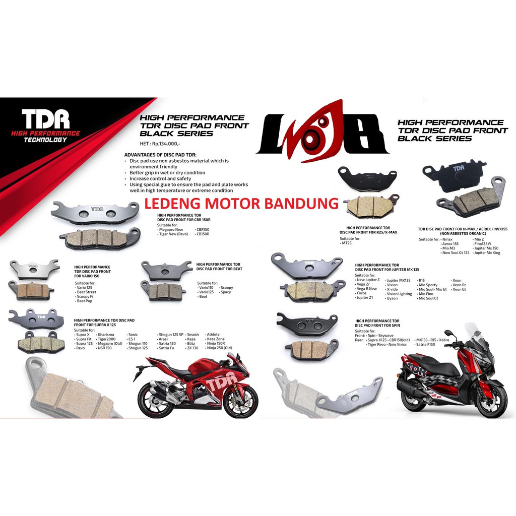 TDR Sepasang Disc Pad Nmax Kampas Rem Cakram Depan Belakang N-Max Black Series