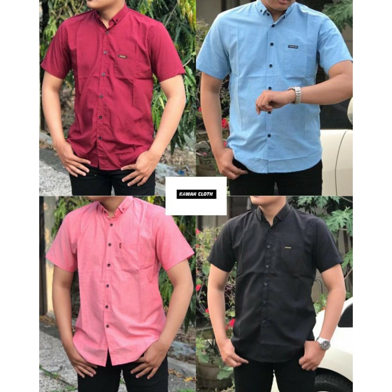 TERMURAH Kemeja Polos Pria Lengan pendek #VOLCOM