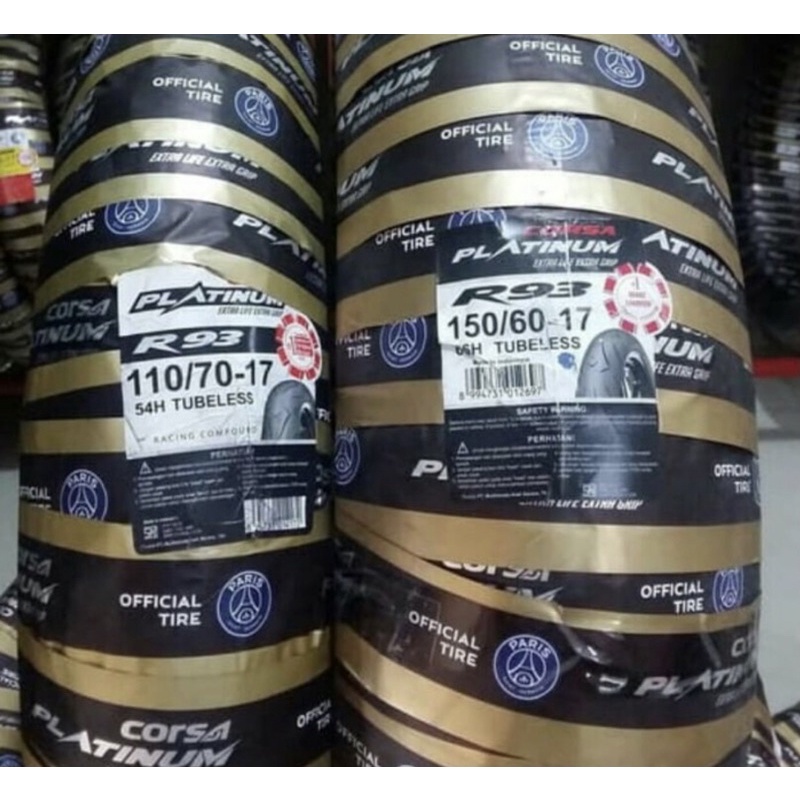 paketan ban luar corsa platinum r93 ukuran 110/70-17 & 150/60-17 tubeless
