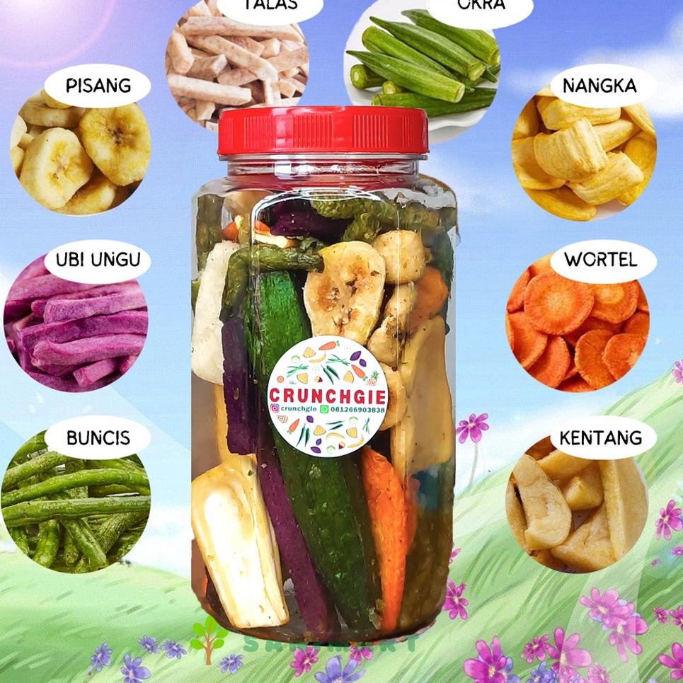 

[KODE FTYGH] Crunchy Veggie Snack ASMR Keripik Sayur Keripik Buah Sayur Krispi Cemilan Diet Snack Sehat Snack Diet 300ml 700ml 1000ml 1L