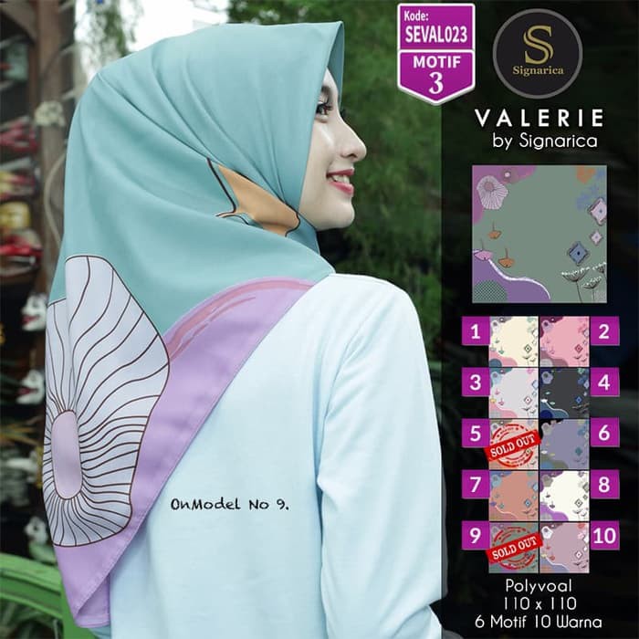 SEVAL023 - Jilbab Segi Empat Valerie Motif 3 By Signarica Scraf