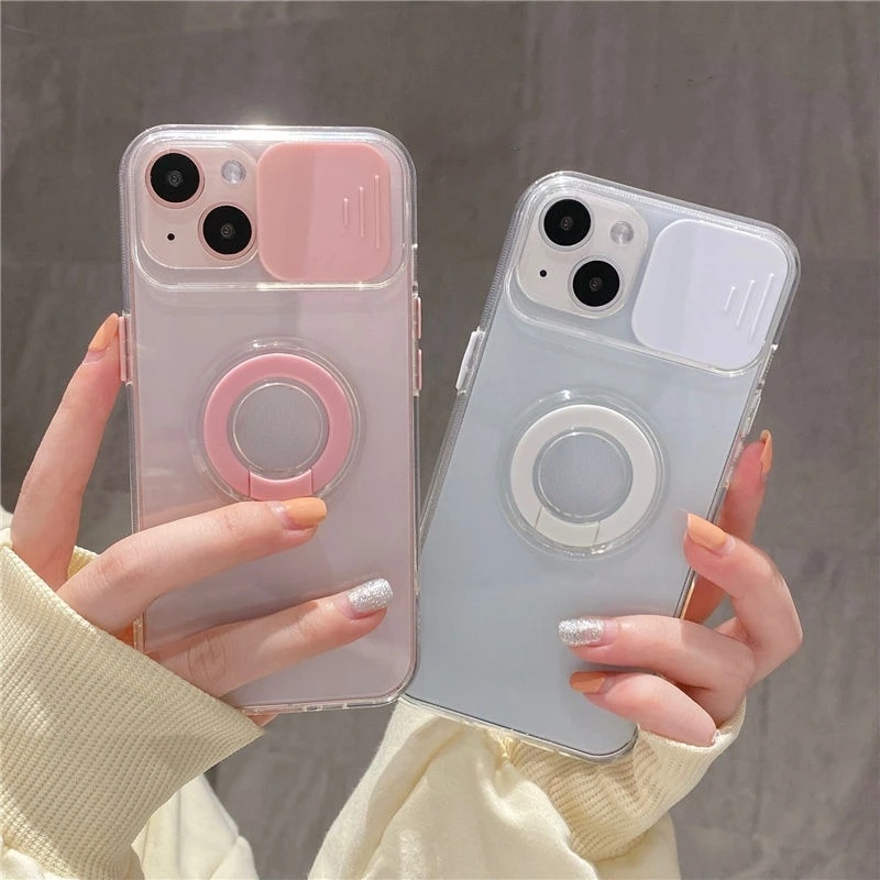 TPU Transparan Case for iPhone 14 Pro Max 13 12 11 pro max X / Xs max 7 / 8 / Se 2020 7plus / 8plus Full Cover Dengan Ring holder