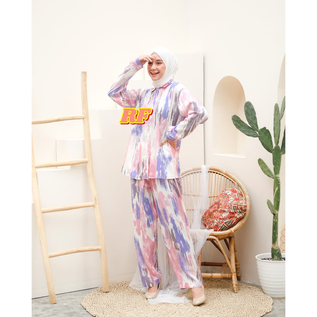 Daisy one set pajamas / motif terbaru VOL. 2 / setelan rayon premium adem /  setelan wanita