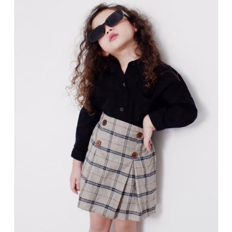 Rok Anak Pendek Poppy Skirt Anak Perempuan / Rok Span Tartan Kotak Anak Perempuan Usia 1-6 Tahun