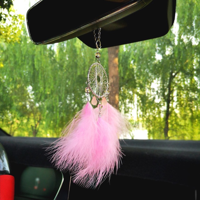 Gantungan spion Gantungan Dream Catcher Handmade Warna Putih untuk Kaca Spion Mobil Dream Catcher Car Pendant | Gantungan Pajangan Kaca Spion Tengah Mobi