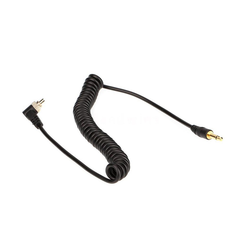 (Ele) Kabel Sync Flash Pc 3.5mm Ke Male Warna Putih Dengan Kunci Sekrup Untuk Trigger Studio