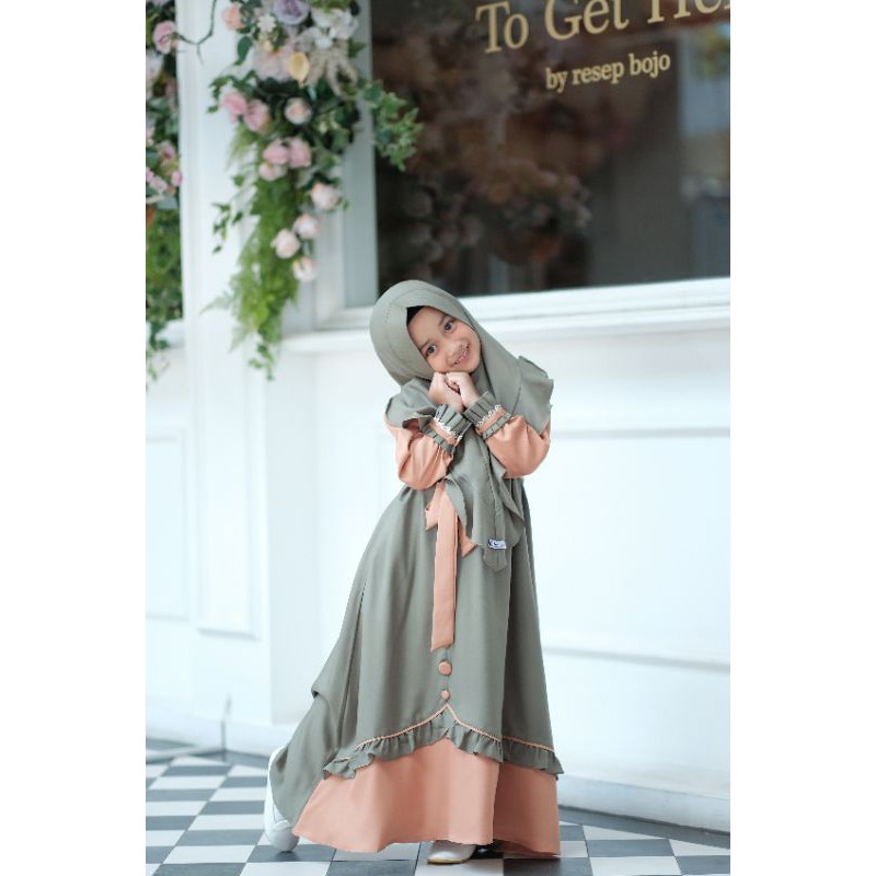 SUKAHIJAB - Aliqa Qeenan Queena Dress Gamis Busana Muslim Anak Perempuan Terbaru Kekinian Set Hijab 