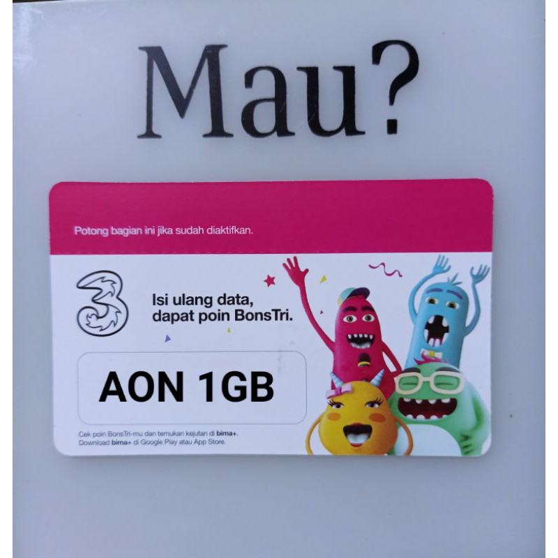 Voucher TRI AON 1GB / voucher tri murah / voucher