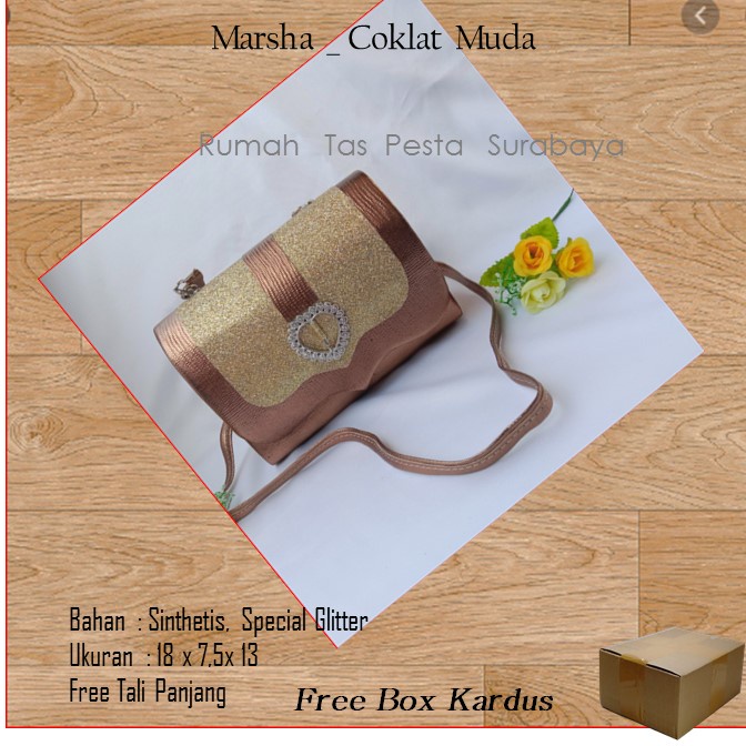 Tas Clutch,Tas Seserahan,Tas Souvenir,Marsha _ Coklat Muda