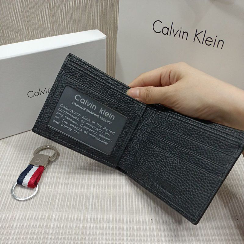 Dompet pria kulit asli gift set with keychain + paperbag