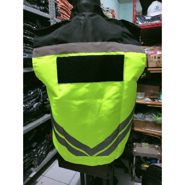 ROMPI SAFETY BAHAN FULL TASLAN LOGO FELCRO PEREKAT STABILO HITAM