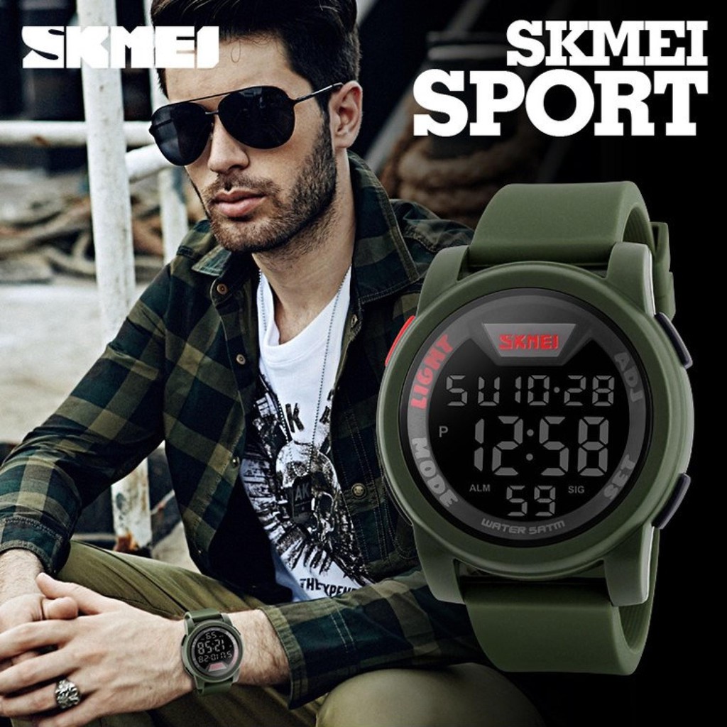 Jam Tangan Trendy Digital Pria JT 114 Jamtangan Skmei Cowo Terbaru Skemei Karet Silicone Berkualitas