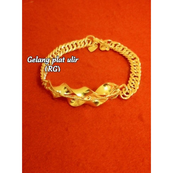 gelang plat ulir lapis emas 24k