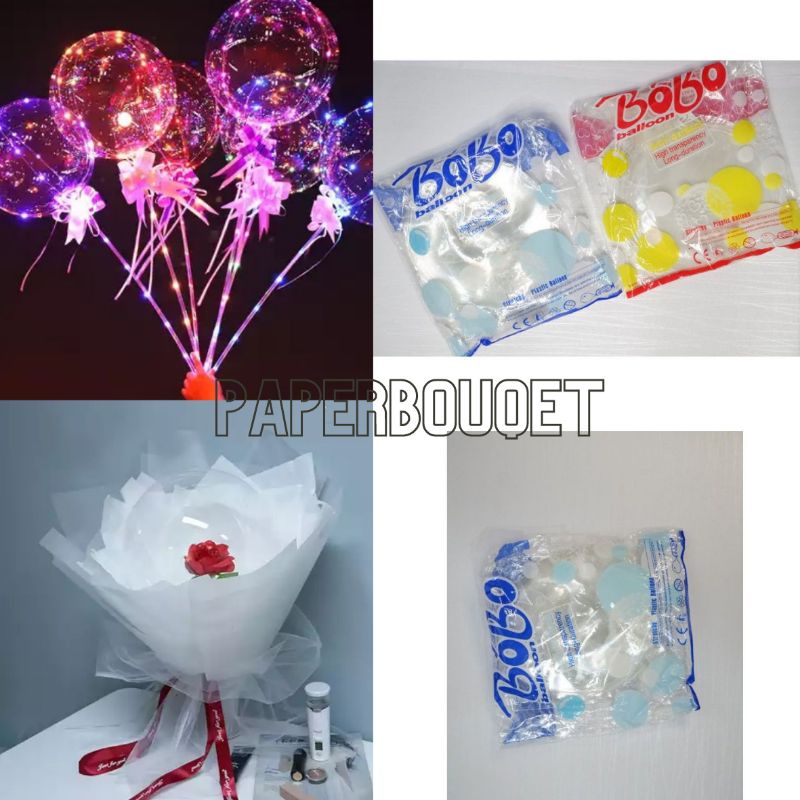 Balon Pvc/ Balon transparan Bobo biru dan merah/ Balon Buket balon