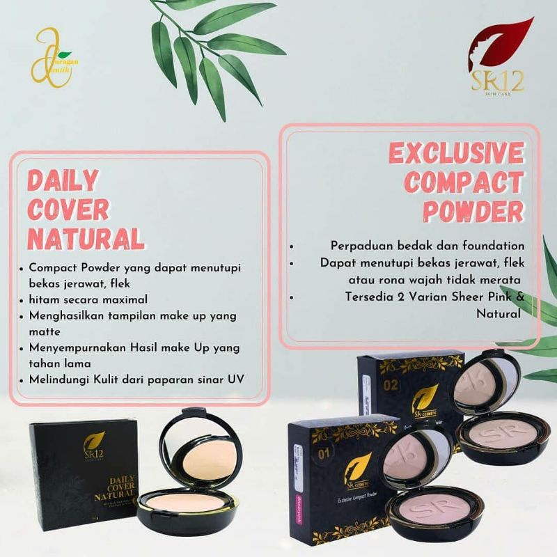 Compact Powder Natural Kombinasi Bedak & Foundation Penutup Bekas Jerawat dan Flek Hitam Wajah Wanita Terbaik Asli BPOM Murah-5