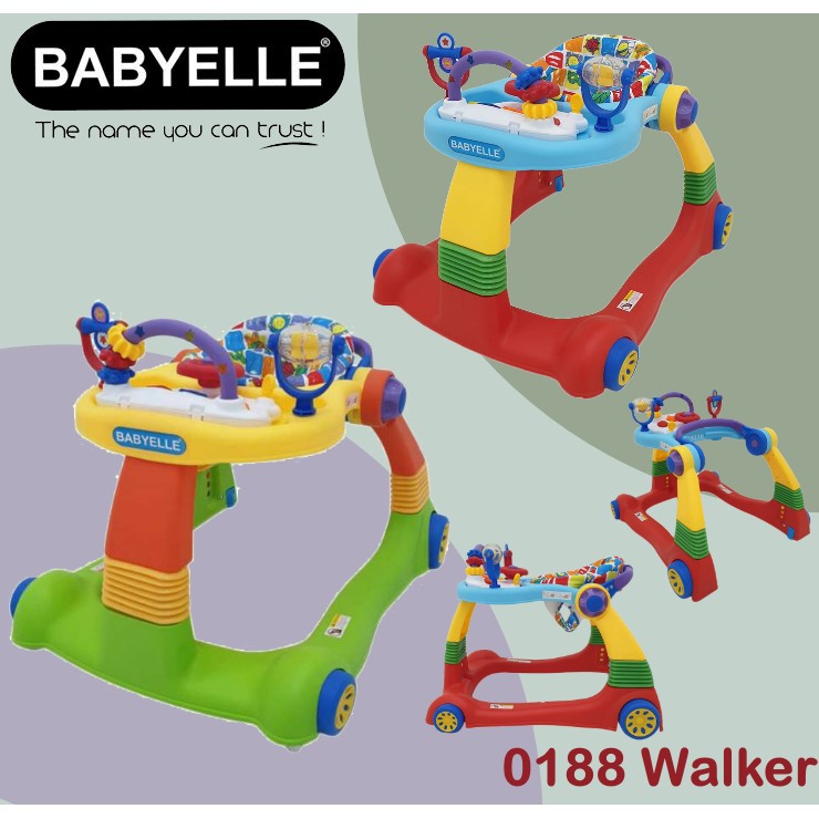 Makassar - Mainan Alat Bantu Jalan Bayi Baby Walker Activity Walker BabyElle 0188 / Colourful Green