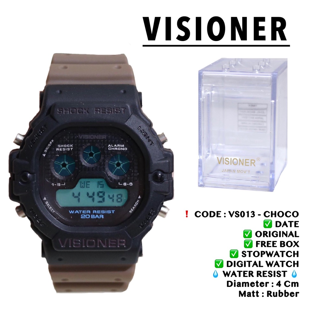 jam tangan pria wanita ORIGINAL Visioner DIgital watch sporty anti air free box anti air garansi 1 tahun VS015