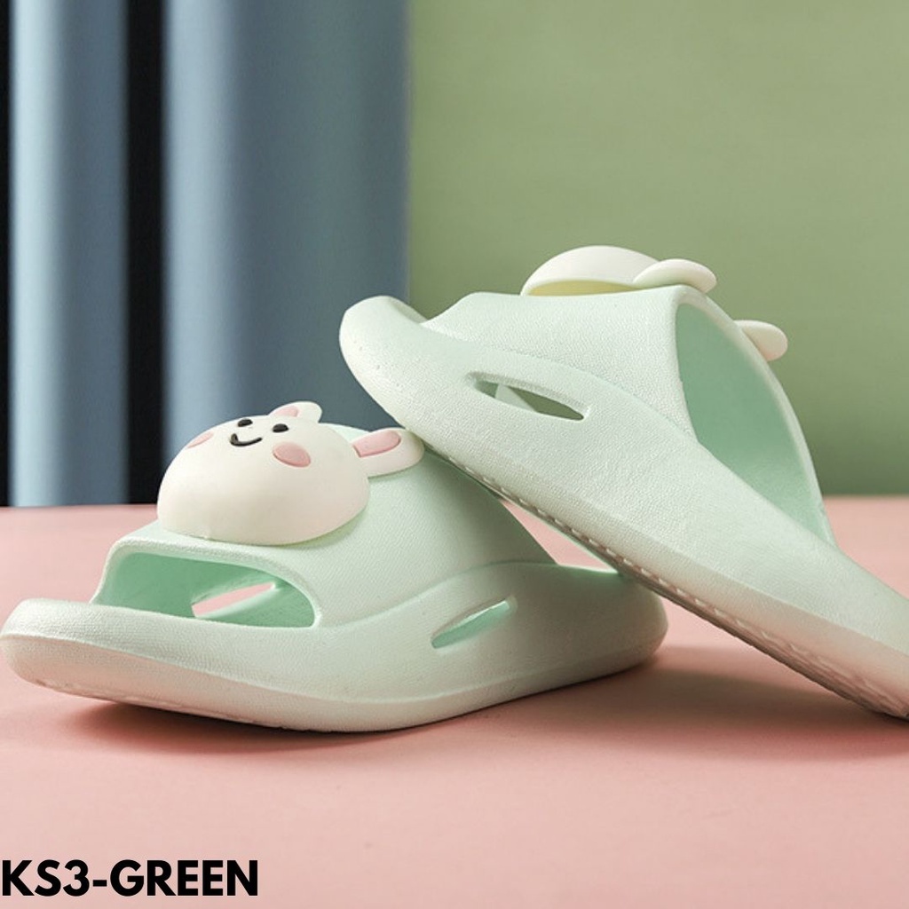 SANDAL ANAK-ANAK MODE SLIP-ON WARNA PASTEL BAHAN RUBBER EMPUK SANTAI IMPORT KS3