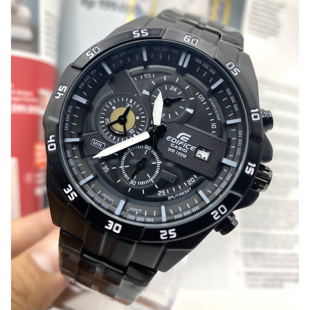 Jam Pria Edifice Chronograph EFR 556 HITAM stainless steel strap