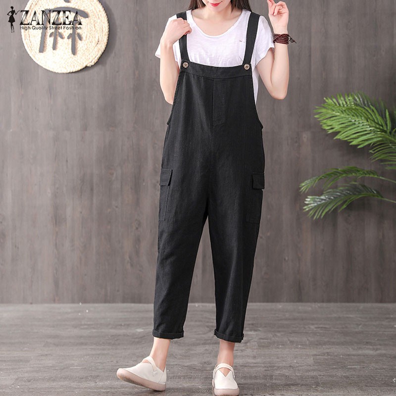 BAJU TAHUN BARU KEKINIAN MODEL CEWEK KOREAN KPOP LUCU SP/ ZANZEA Jumpsuit Wanita Casual Tanpa Lengan