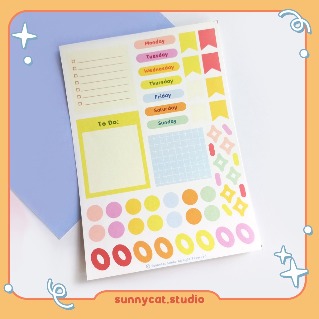 

SunnyCat Sticker Jurnal Deco Harian Lucu
