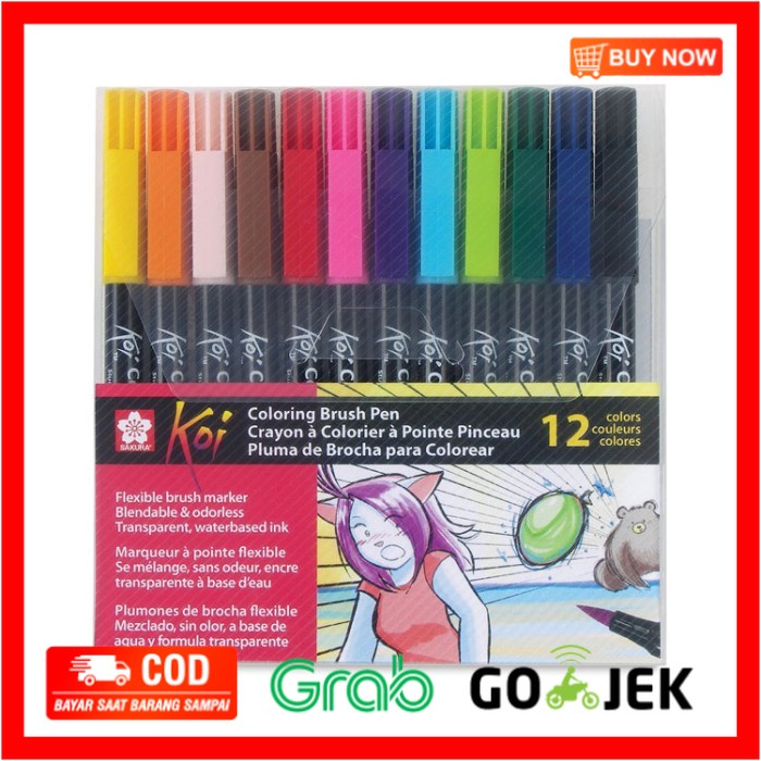 

(BISA COD) Sakura Koi Coloring Brush Pen - 12 Color Set
