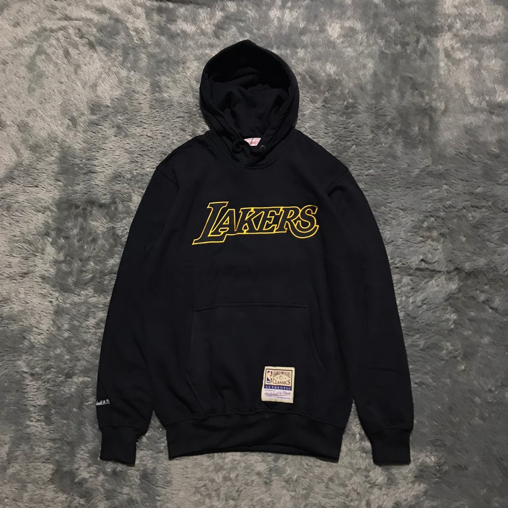 JAKET HOODIE MITCHELL AND NESS LAKERS EMBROIDERED HIGH MIRROR PREMIUM QUALITY TERLARIS