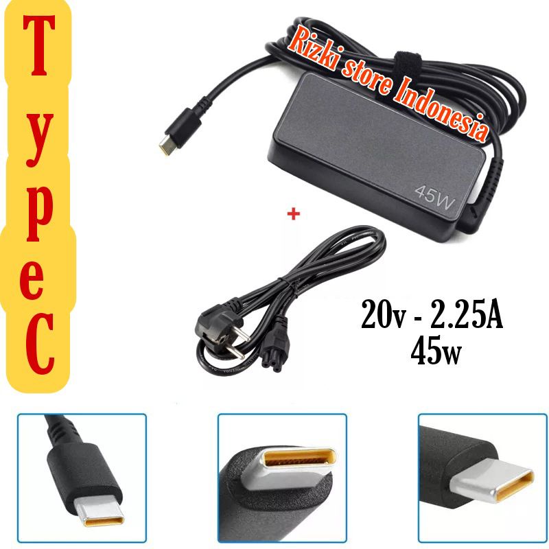 Charger Laptop Lenovo 20v 2.25A 45w/20v 3.25A 65w Type -C