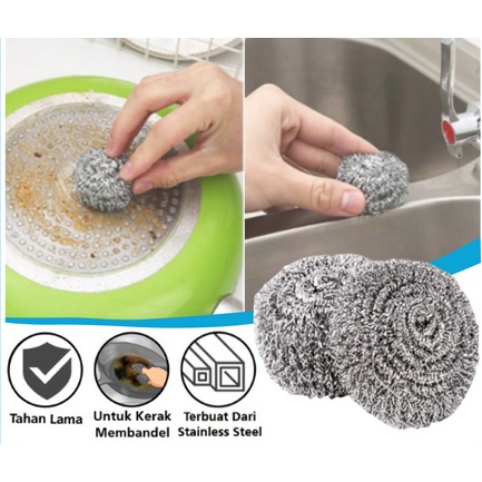 Sabut Stainless Steel Cuci Piring Anti Karat Alat Kawat Memasak Makan Jaring Spon Dish Pembersih Mencuci Peralatan Washing Tools Equipment Dapur Serbaguna Gelas Wire Sponge Clean Cleamer Pembersih Inovatif Efektif Mencuci Piring Grosir Prakarya Malang