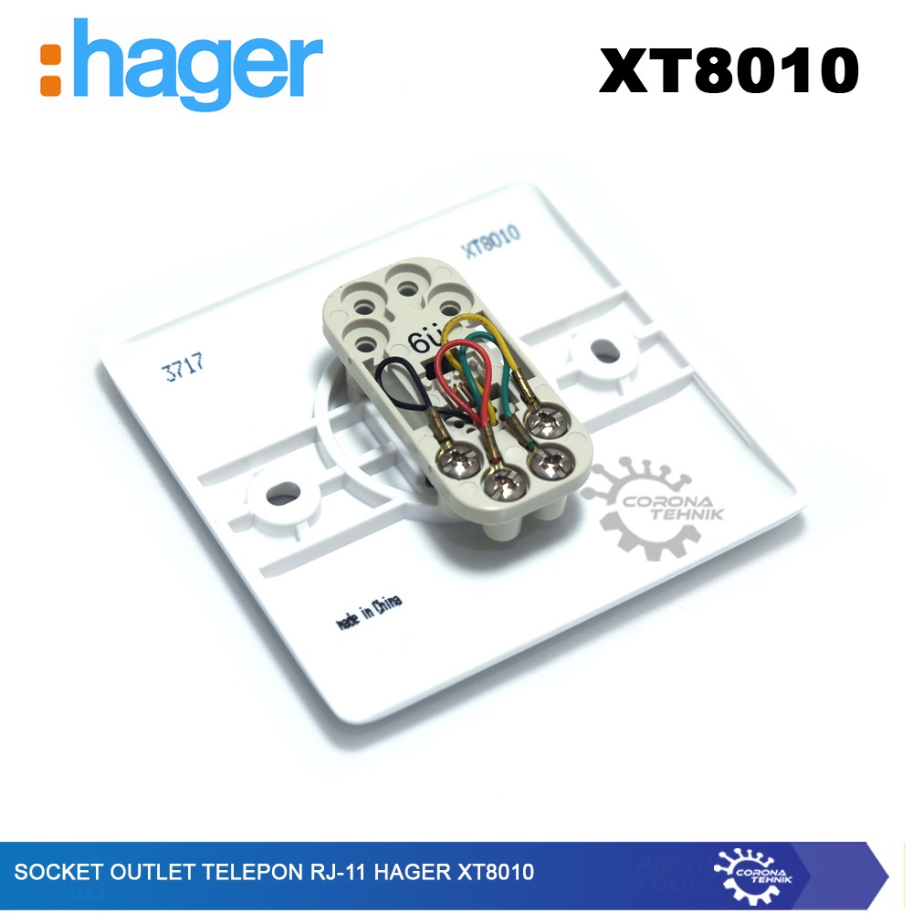 Hager - XT8010 Socket - Outlet Telepon RJ 11