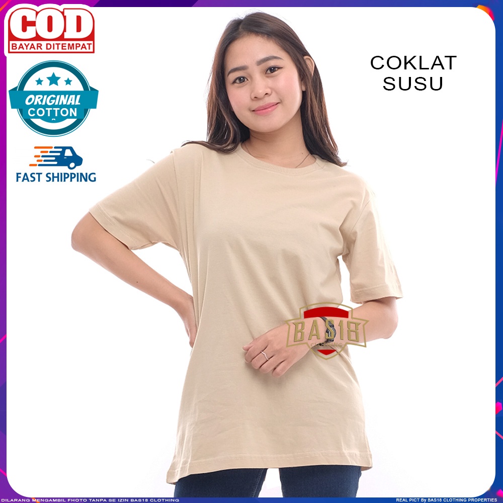Kaos Polos Wanita Lengan Pendek Katun Combed 30s Premium Original Distro Kekinian Coklat Susu