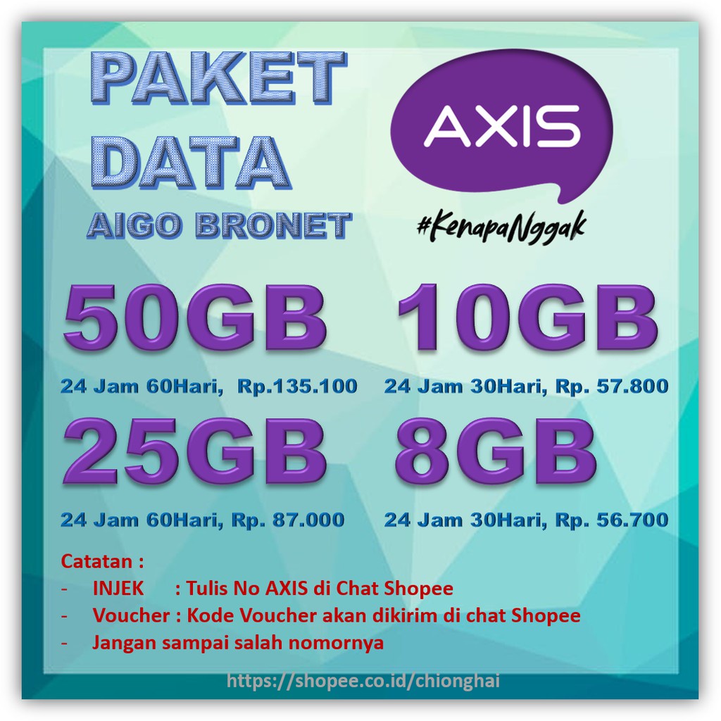 KUOTA Axis BRONET AIGO 25GB 50GB