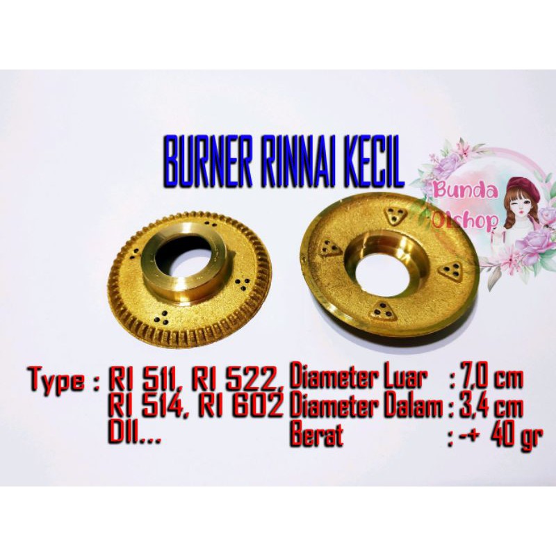 BURNER 7 cm Kompor RINNAI KECIL TIPIS Ri 522 E/C Ri 514 Ri 602 dll