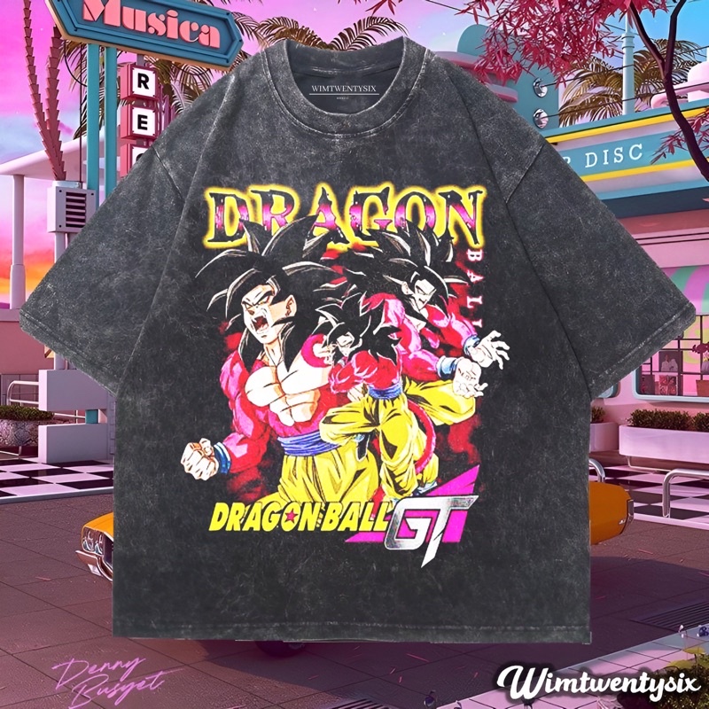 KAOS DRAGON BALL GT WASHING VINTAGE TEE (OVERSIZE WASHED T-SHIRT)