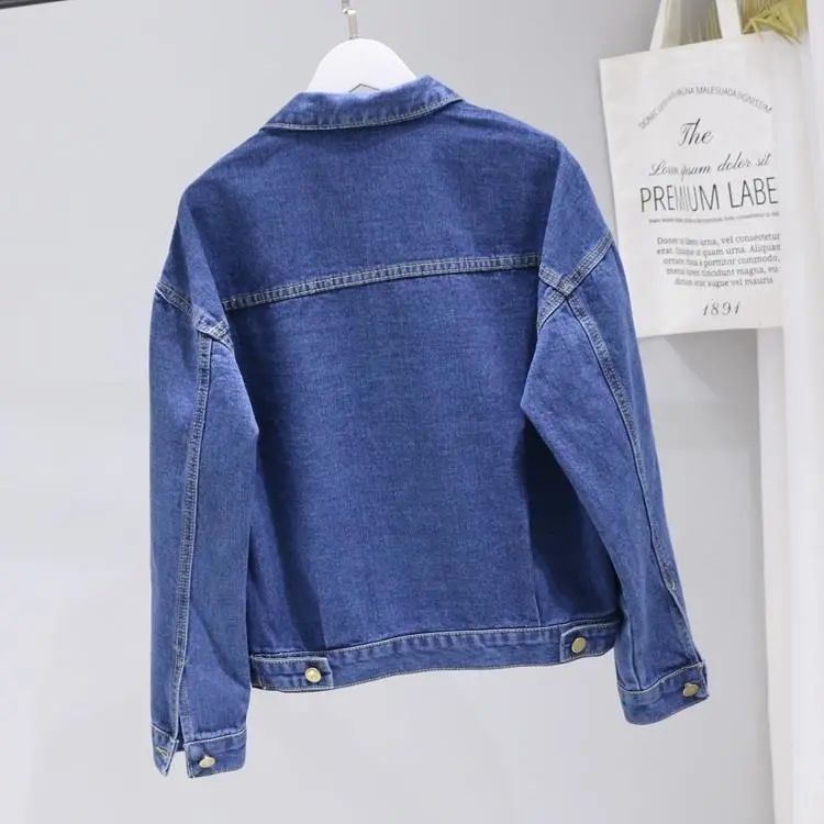 Jaket Denim Wanita Baru Trendi Korea Longgar All-Match Bf Populer Jaket Lengan Panjang Fashion