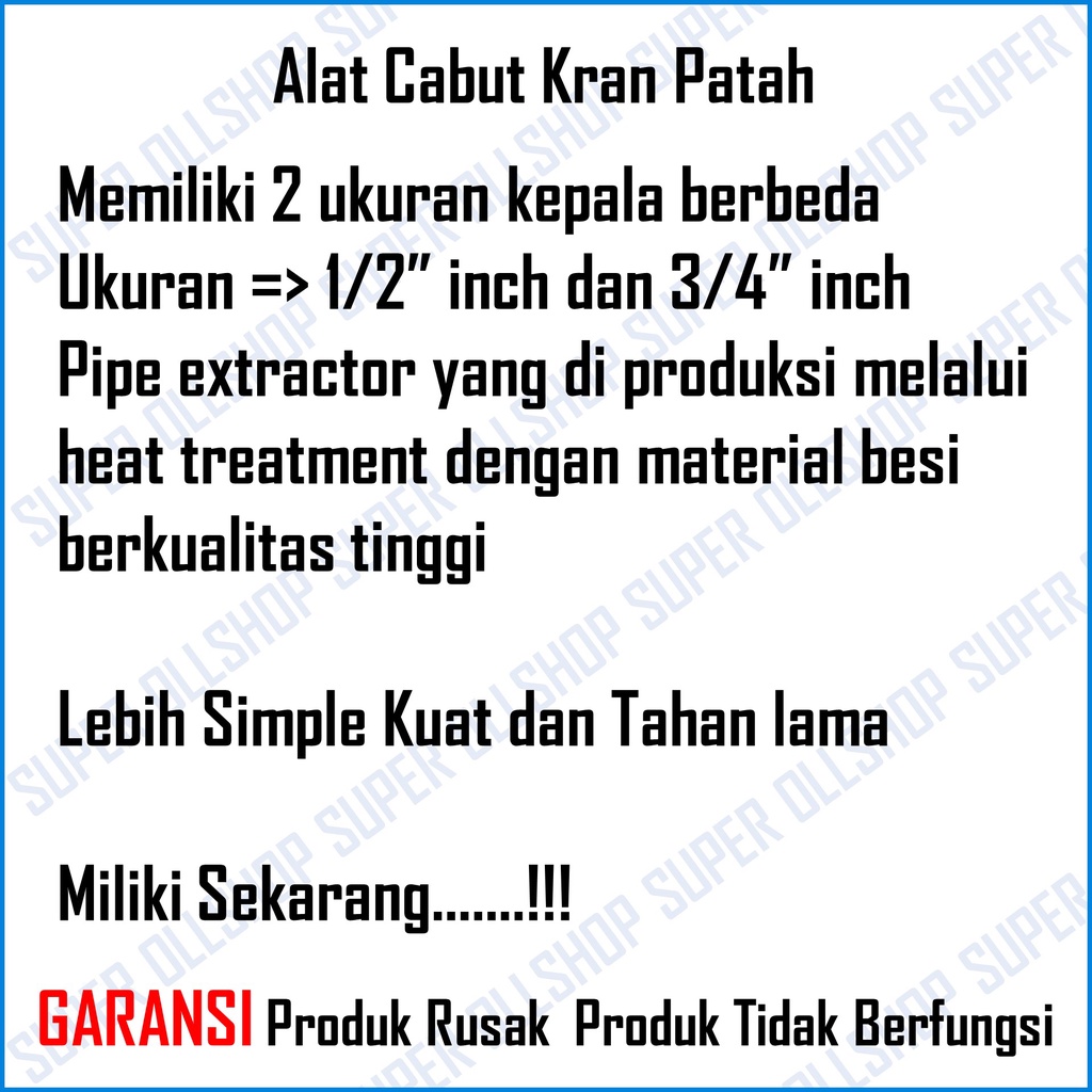 Alat Buka Kran Keran Air Patah 1/2 Tap Balik Pembuka Baut Patah 3/4 / Pipe Screw Extractor Alat Pembuka Baut Rusak Patah Kran Untuk 1/2&quot; 3/4&quot; Alat Cabut Pipa Broken Pipe