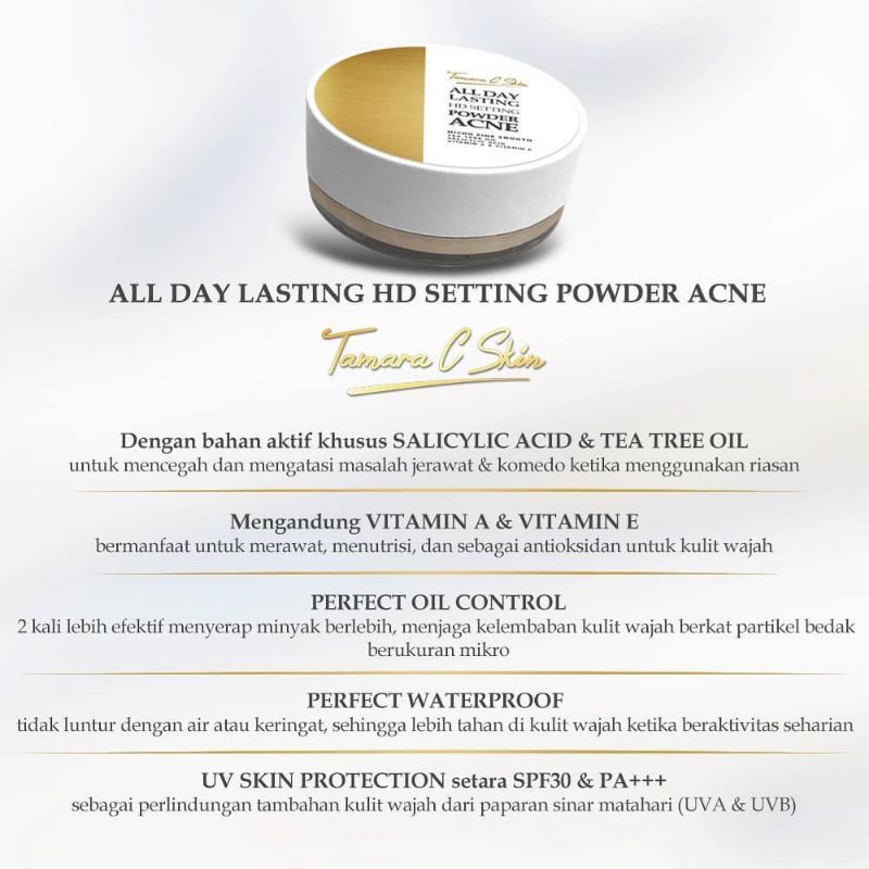 ALL DAY LASTING HD SETTING POWDER ACNE TAMARA C SKIN BEDAK TABUR LOOSE POWDER JERAWAT