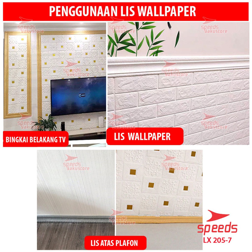 SPEEDS Wallpaper Dinding Walpaper Dinding Lis Foam Wall Sticker Foam PE 2.3 M 205-7-3