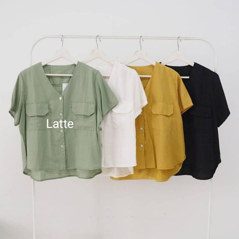 Sandra Blouse Oversize / Atasan Kemeja Wanita Jumbo XL-Matcha Late