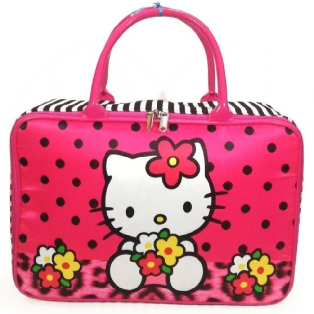 [PA] TRAVEL BAG SUPER KANVAS UKURAN BESAR (TAS KOPER JINJING/TAS RENANG) KARAKTER HELLO KITTY - TA001