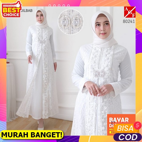 Promo Maudy Maxy Bahan Ceruty Gamis Syari Model Terbaru 2022 Gamis Wan Gamis Syari Ivory Flower - Ag